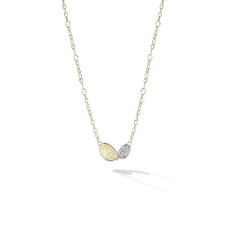 Elegant Gemstone Pendant Necklace-Lunaria Collection 18K Yellow Gold and Diamond Petite Necklace