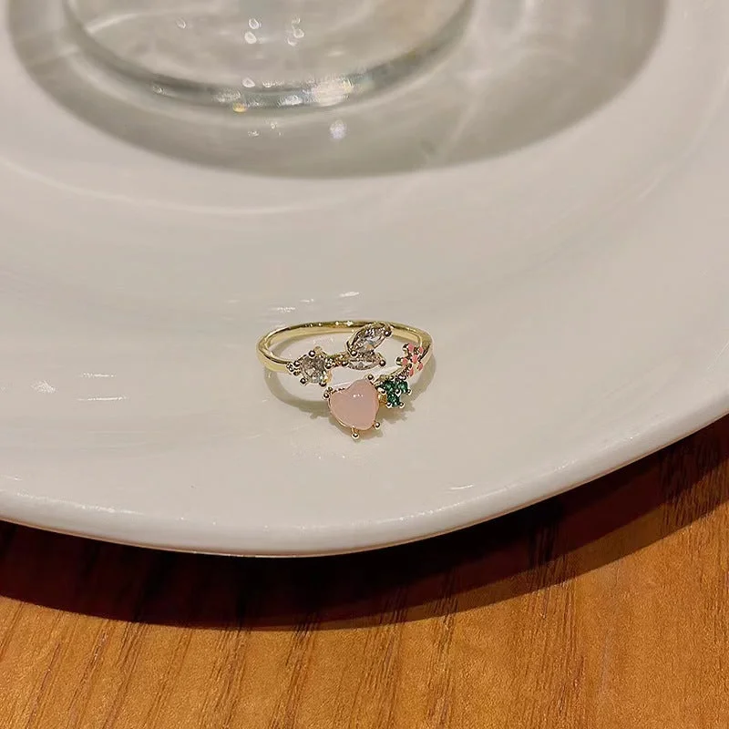 Golden-Peach Heart Ring