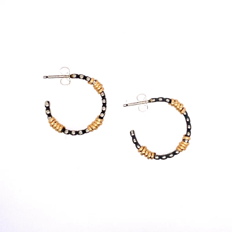 Handcrafted Earrings for Women-Small Front Facing Bead Hoop with 3 Wraps (E1647)