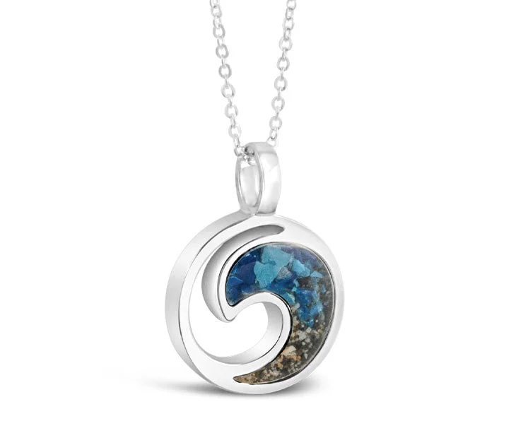 Silver Infinity Pendant Necklace-4ocean x Dune Wave Necklace in Bali Blue