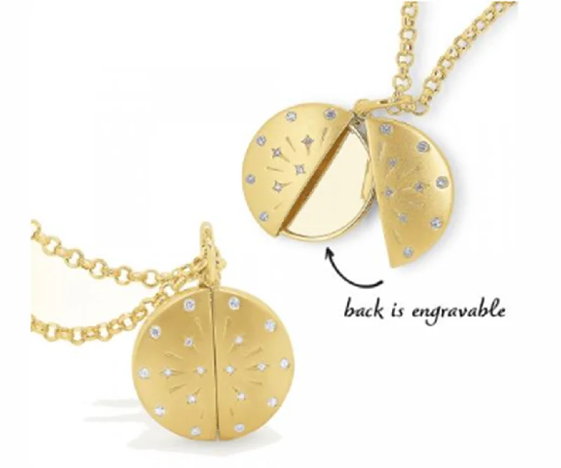 Simple Gold Necklace-14K Yellow Gold 0.11ctw Diamond Ladybug Locket Necklace