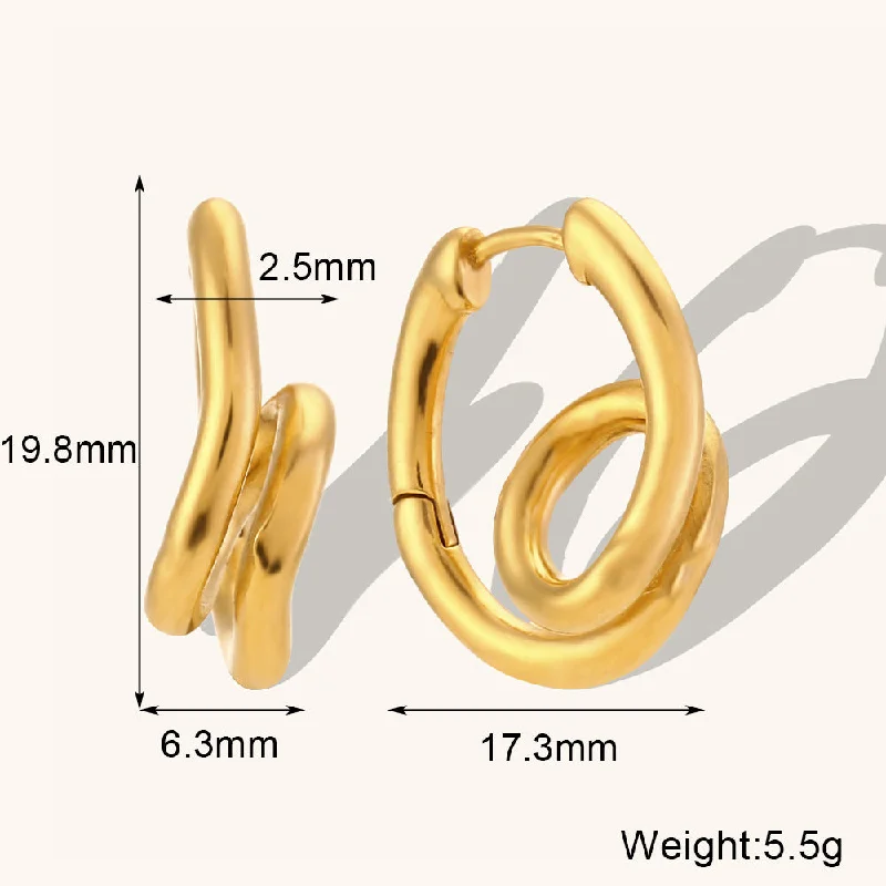 Double-Layer Winding Hoop Earrings-Gold