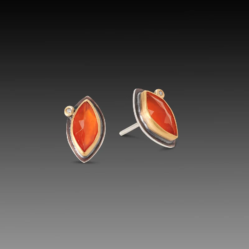 Colorful Hoop Earrings-Carnelian Marquis Stud Earrings