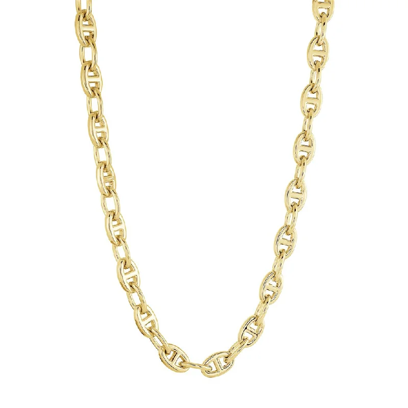 Gold Crystal Pendant Necklace-Stainless Steel IP Yellow Gold 9mm Mariner Link Men's Chain Necklace