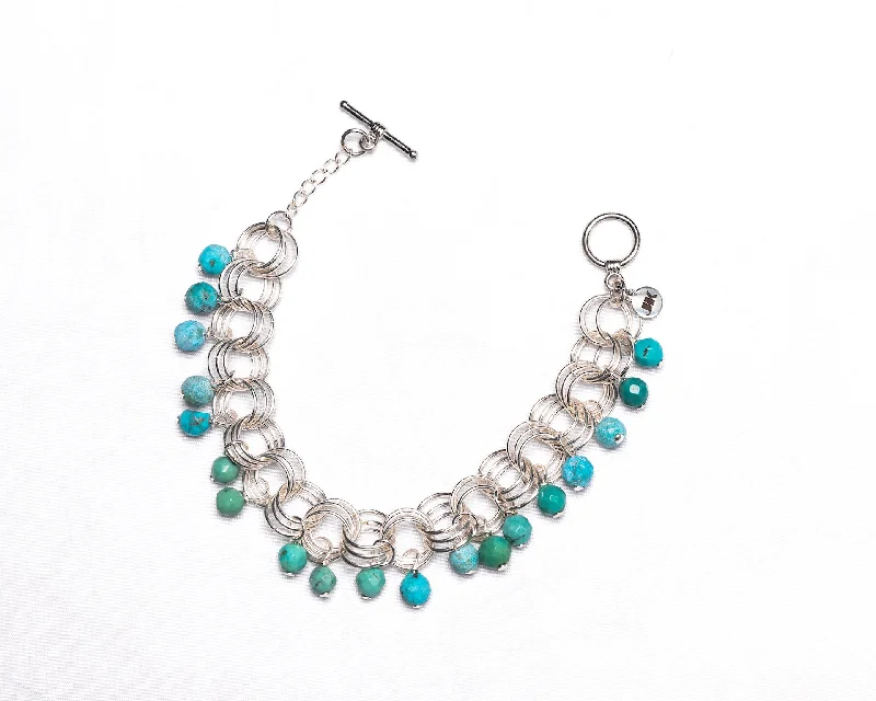 Men’s Leather Beaded Bracelet-The Donna Bracelet in Turquoise