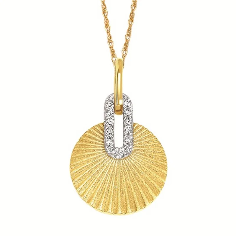 Dainty Crystal Necklace-14K Yellow Gold 0.05ctw Diamond Fluted Fan Design Necklace