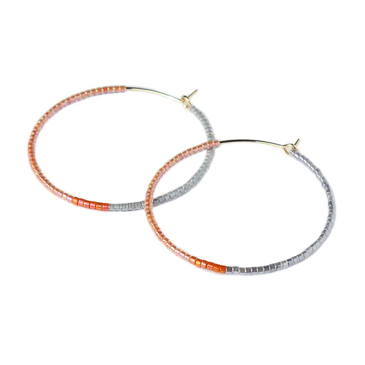 Wedding Pearl Earrings-Color Field Hoops LG / Peach