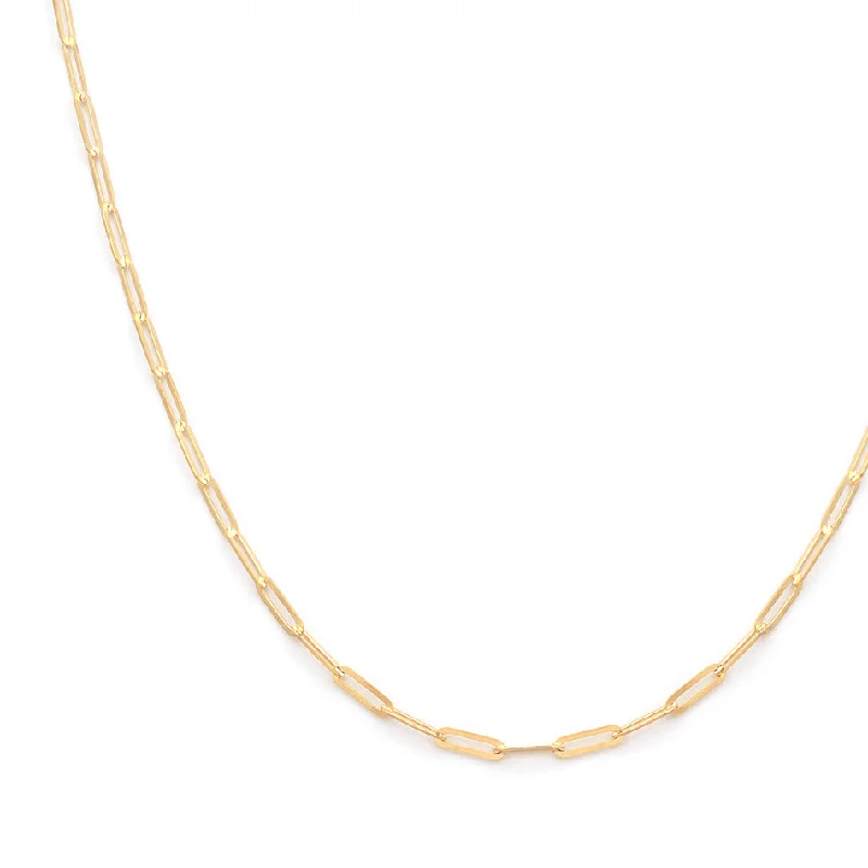 Dainty Beaded Necklace-Flat Drawn Bold Chain Necklace | Solid 14k Gold