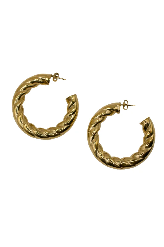 Beautiful Crystal Earrings-18K Freya Twisted Hoop Earrings