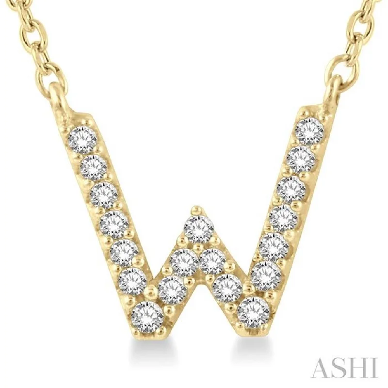 Beaded Necklace for Summer-10K Yellow Gold 0.06ctw Diamond Letter "W" Necklace