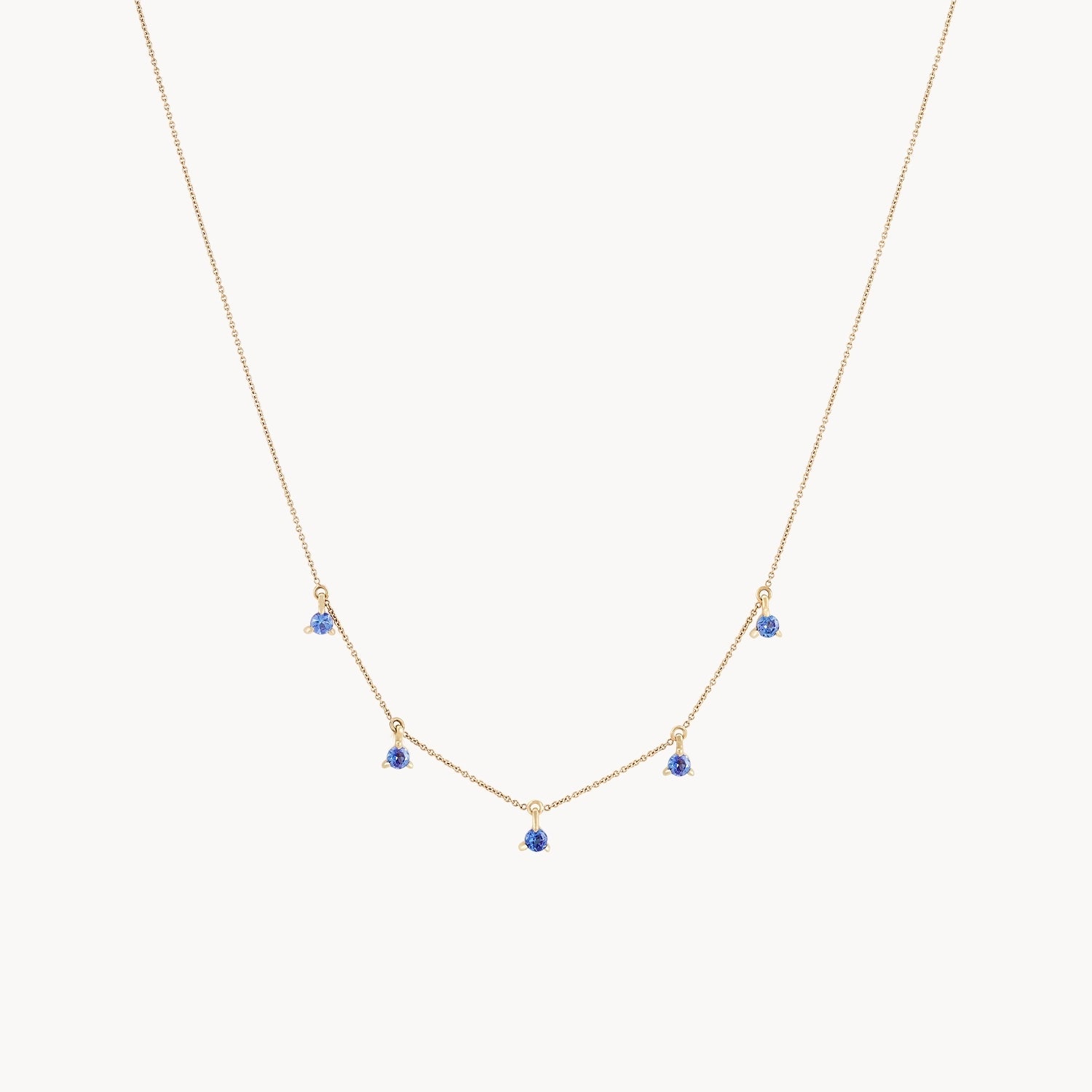 Colorful Gemstone Necklace-wildflower tanzanite petal necklace - 14k yellow gold, tanzanite