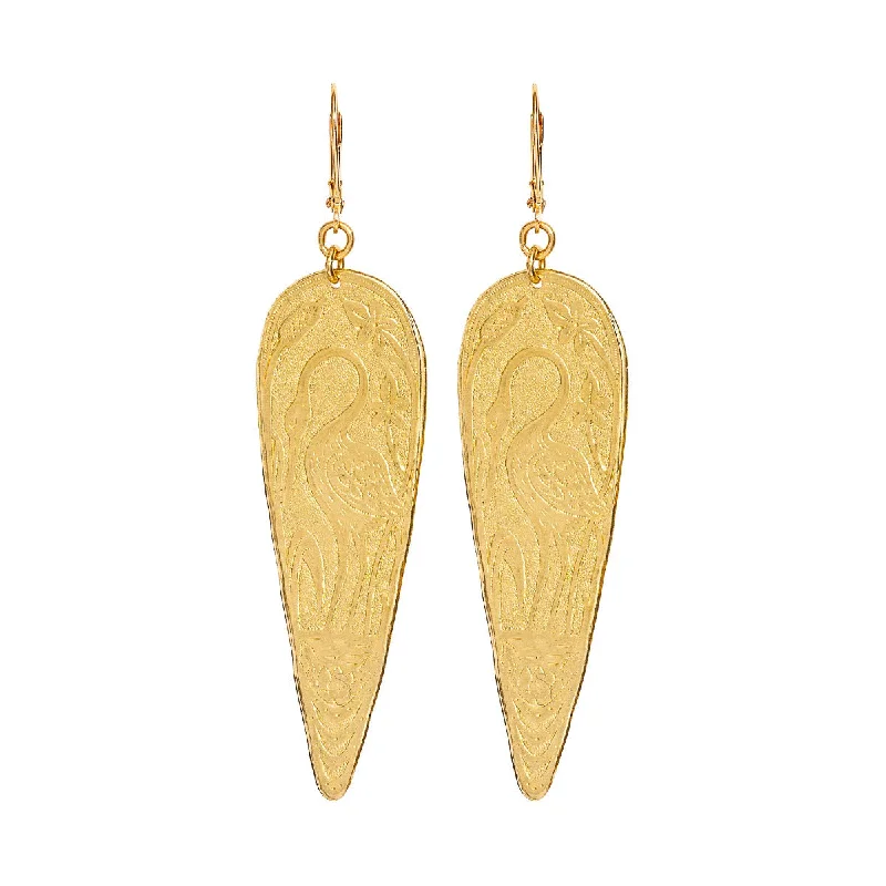 Luxury Gold Earrings-Crane Earrings