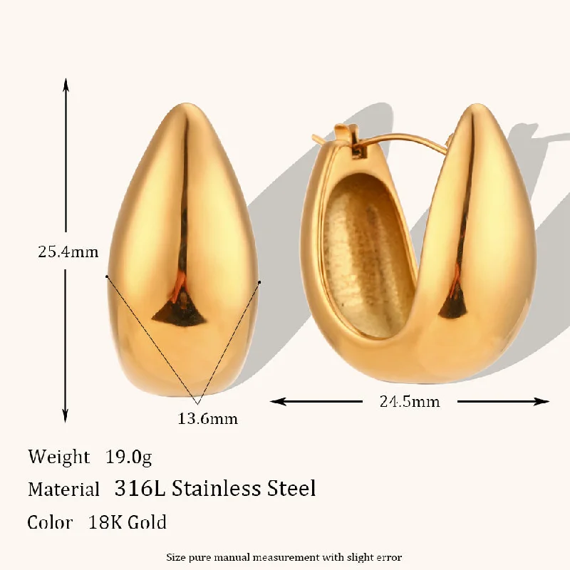 Rounded U-Shaped Pocket Ear Ring-Gold