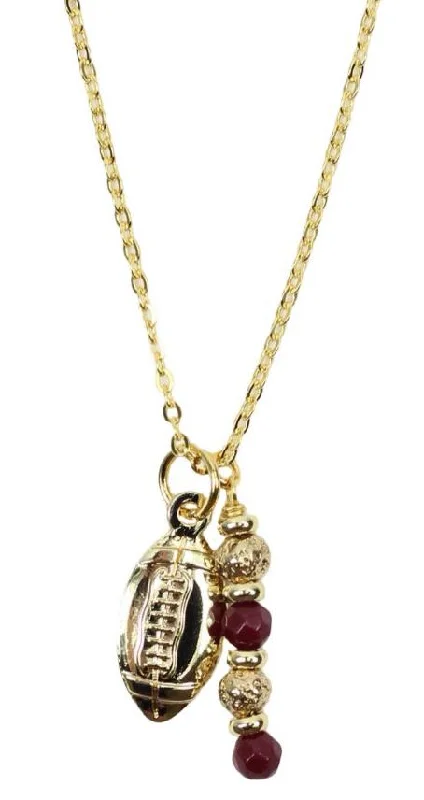 Multi-Layer Necklace for Women-The Touchdown Necklace - Garnet + Gold