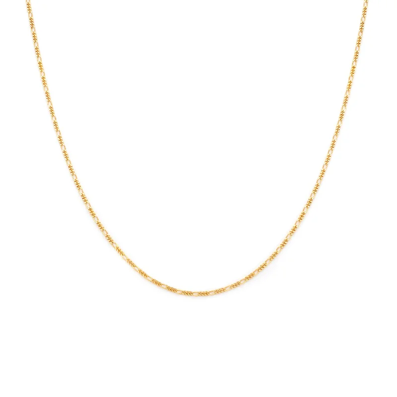 Heart Shaped Pendant Necklace-Figaro Chain Spark Necklace | 14k Gold