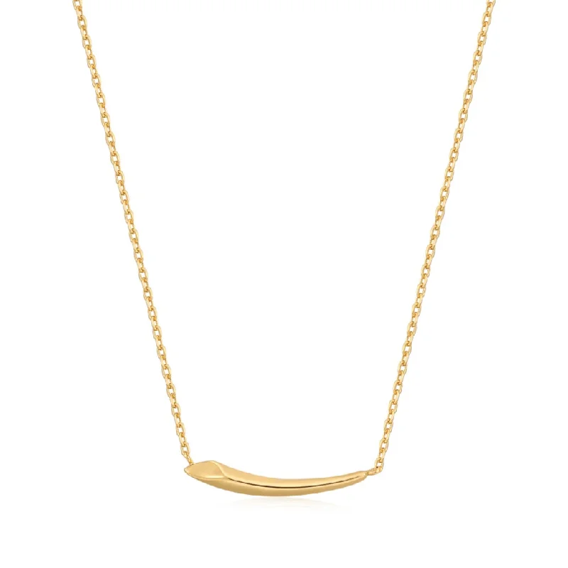 Luxury Charm Necklace-14K Yellow Gold Plated Arrow Bar Necklace by Ania Haie