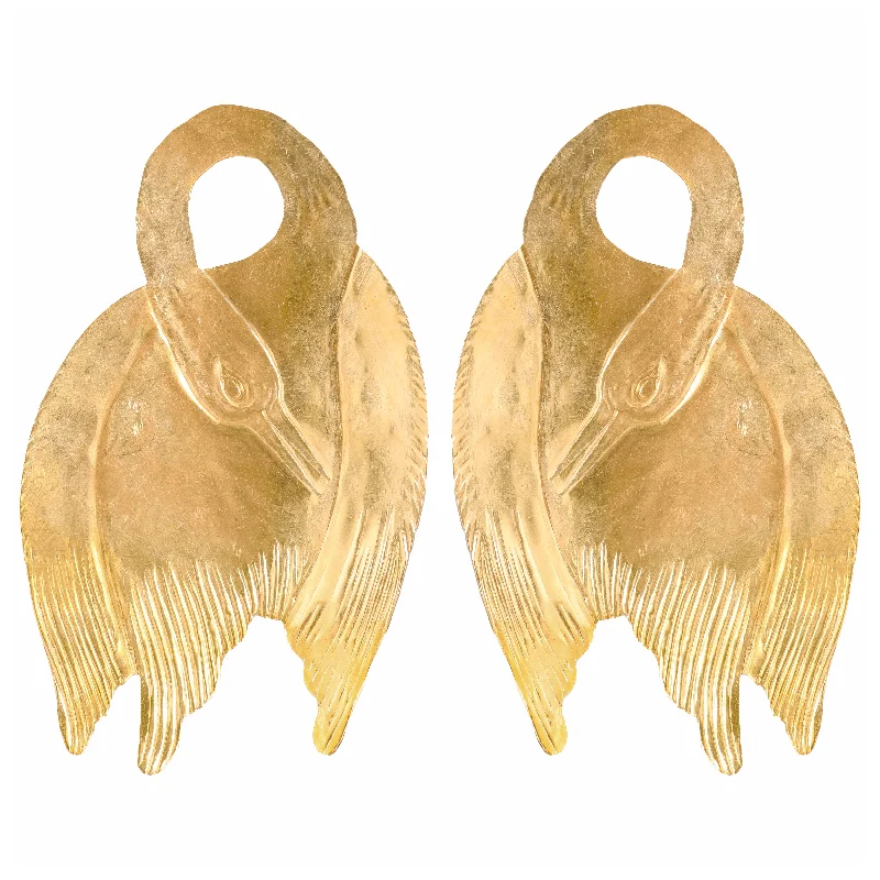 Beautiful Crystal Earrings-Gold Swan Earrings