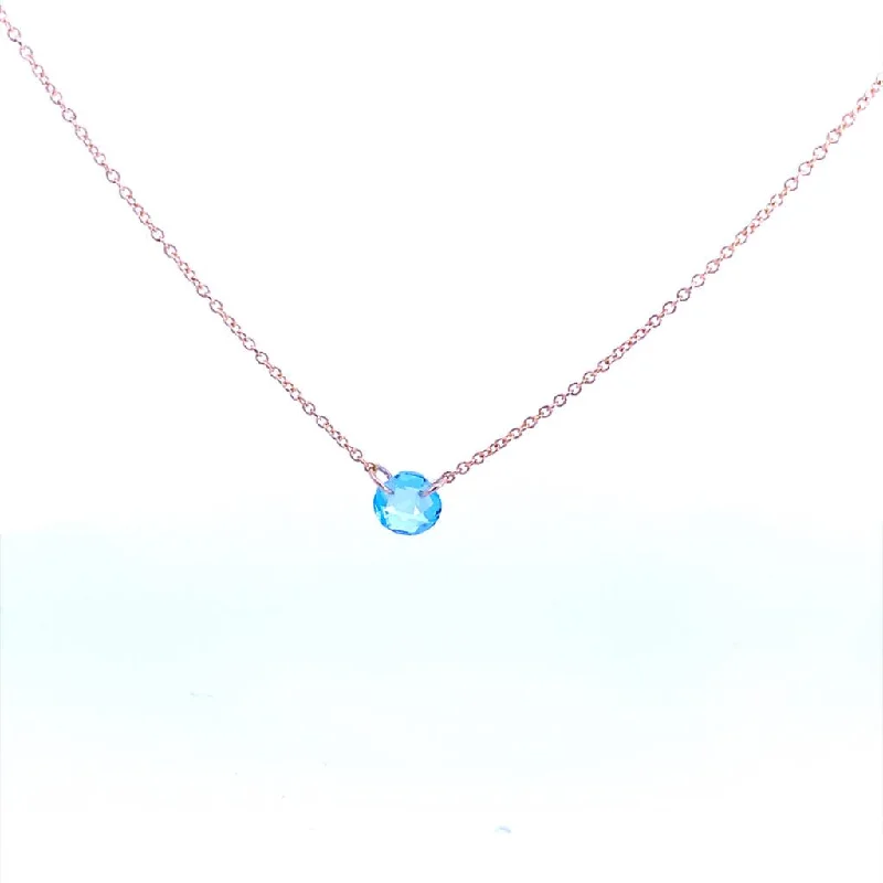 Classic Silver Necklace-Gold Filled Round Blue Topaz Solitaire Necklace by Dee Berkley