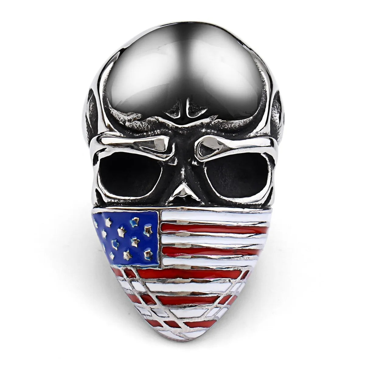 Men’s Silver Ring-Novelty Modern Style Cool Style American Flag Skull Alloy Plating Independence Day American National Day Men'S Rings