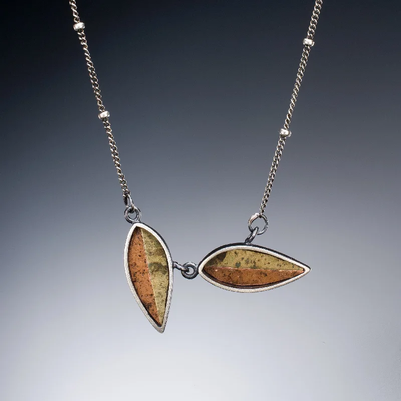 Rose Gold Chain Necklace-Mosaic Leaf Necklace