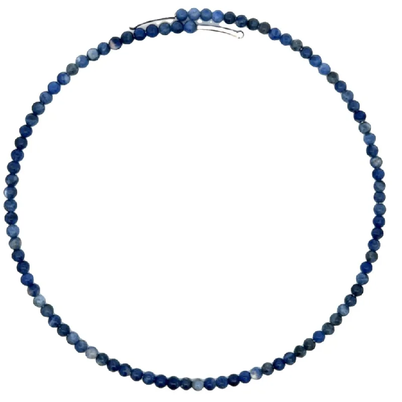 Silver Choker Necklace-Estate Sterling Silver Lapis Lazuli Bead Collar Necklace