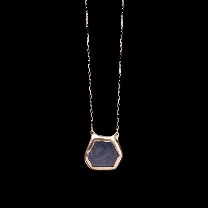 Natural Stone Necklace-Sapphire  Kitten  Pendant Necklace