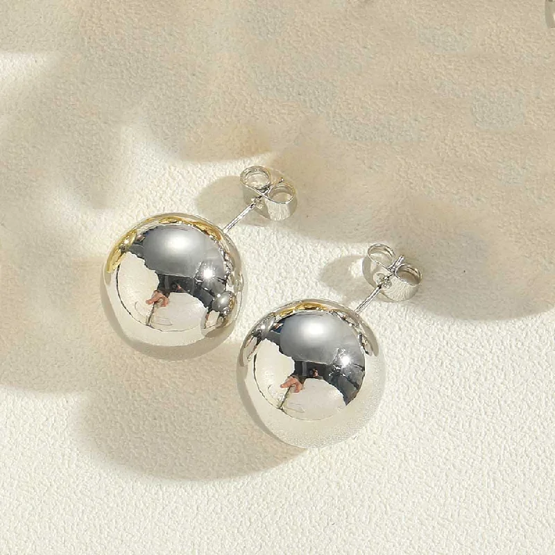 Platinum Large Single Bead Stud Earrings