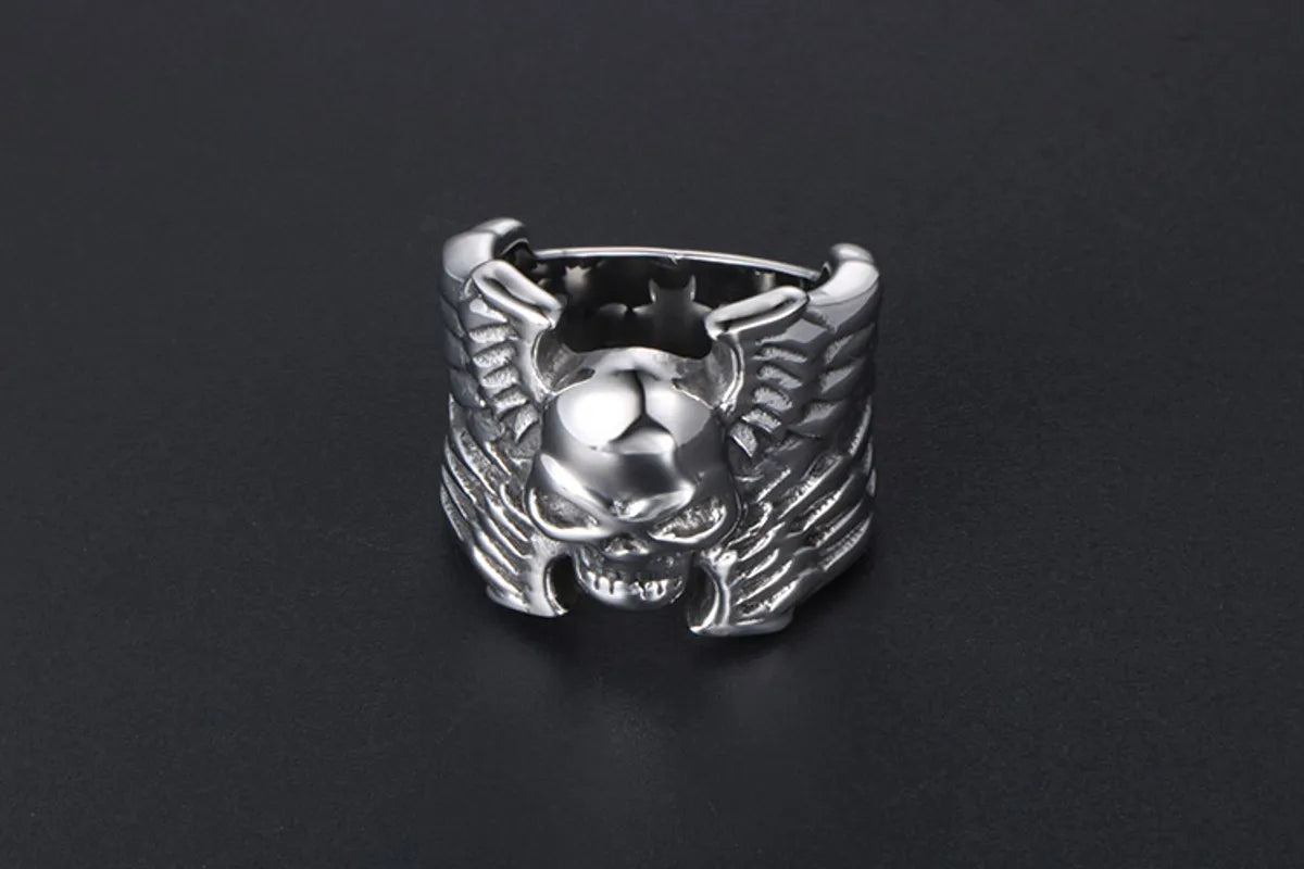 Silver Wedding Band-Nordic Style Retro Punk Skull 304 Stainless Steel Polishing Men'S Rings