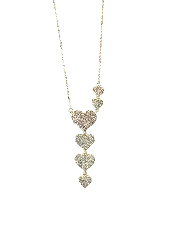 Geometric Gold Necklace-Heart Drop Necklace