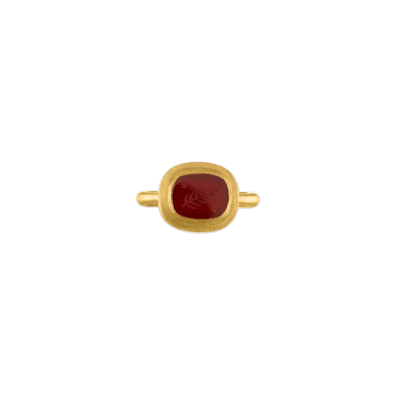 Sapphire Wedding Band-Carnelian Intaglio Ring