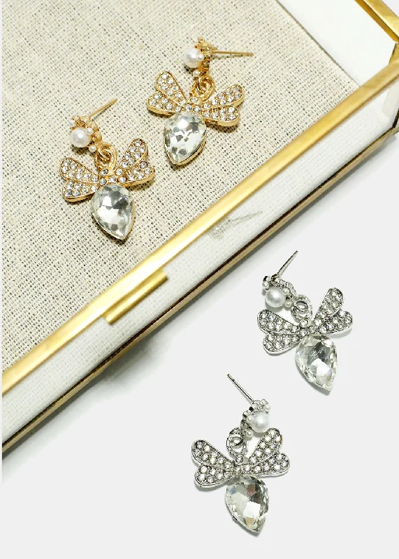 Shiny Drop Earrings-Dainty Dragonfly Earrings