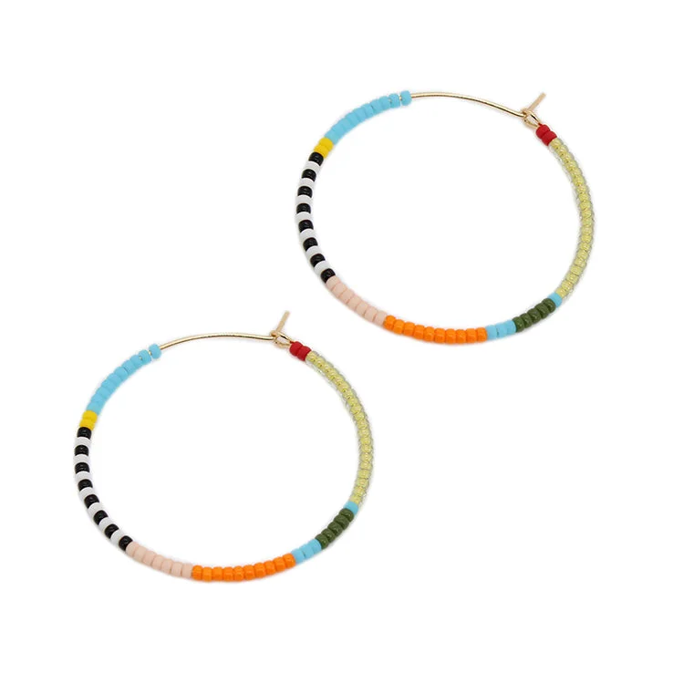 Unique Statement Earrings-Aryna Hoops / Turquoise