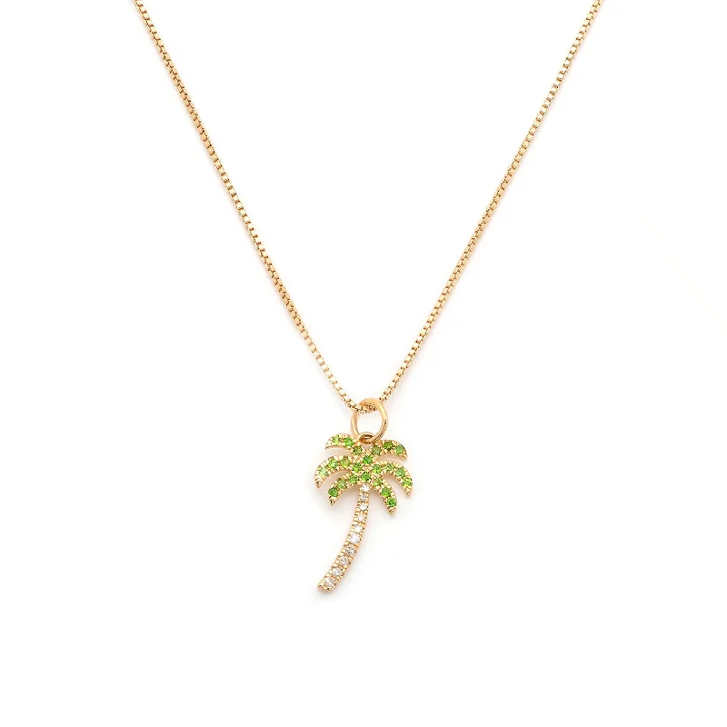 Elegant Crystal Necklace-Palm Tree Necklace  | Gold & CZ