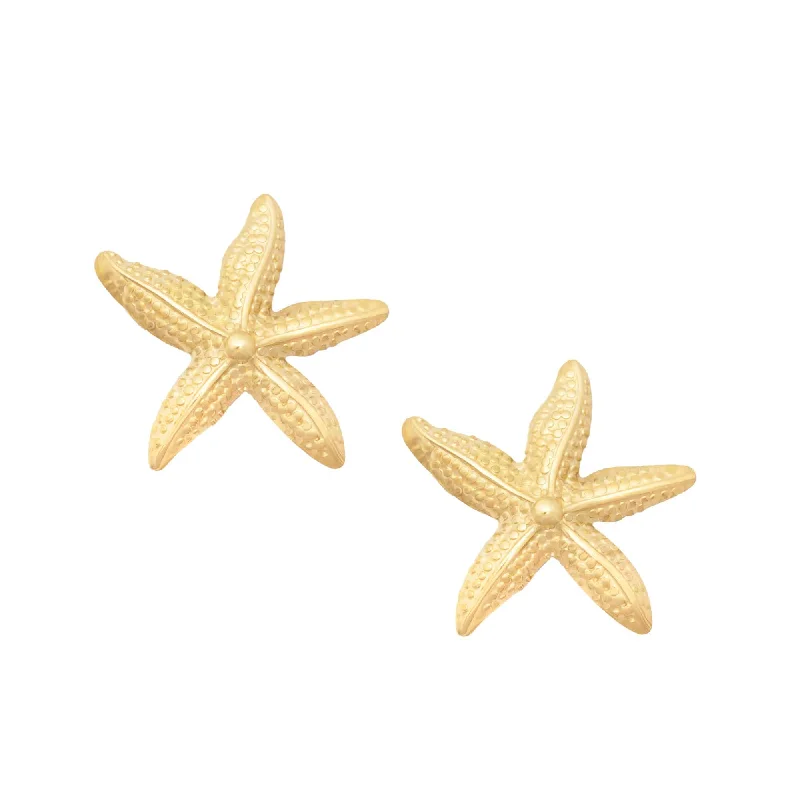 Chunky Silver Earrings-Starfish Stud Earrings