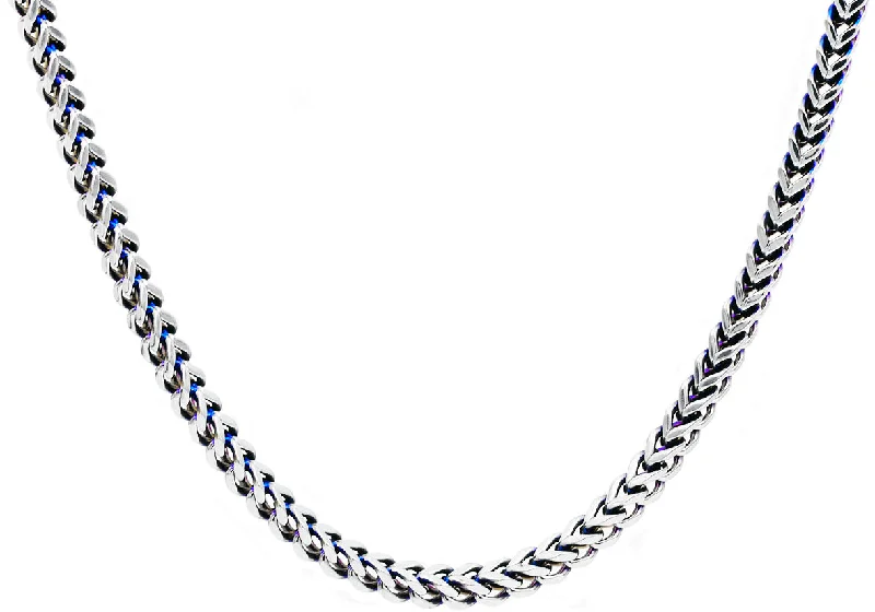 Opal Pendant Necklace-Mens 8mm Stainless Steel and Blue Plated Two Tone Franco Link Chain Necklace