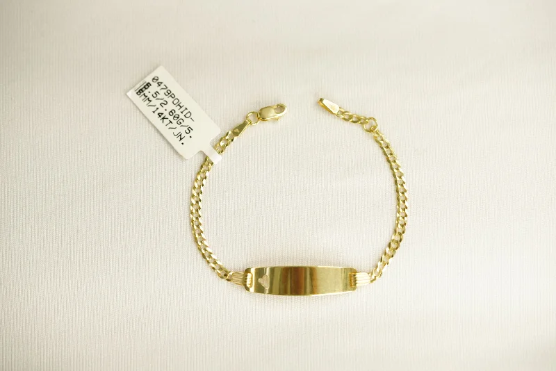 Fashionable Silver Cuff Bracelet-14k ID Heart Baby Bracelet