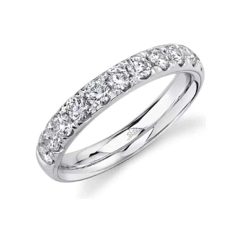 Gold Wedding Band for Women-14K White Gold Diamond Straight Line Band