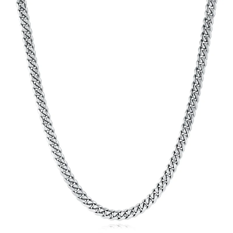 Silver Chain Necklace-Stainless Steel Matte Curb Chain Men's Necklace