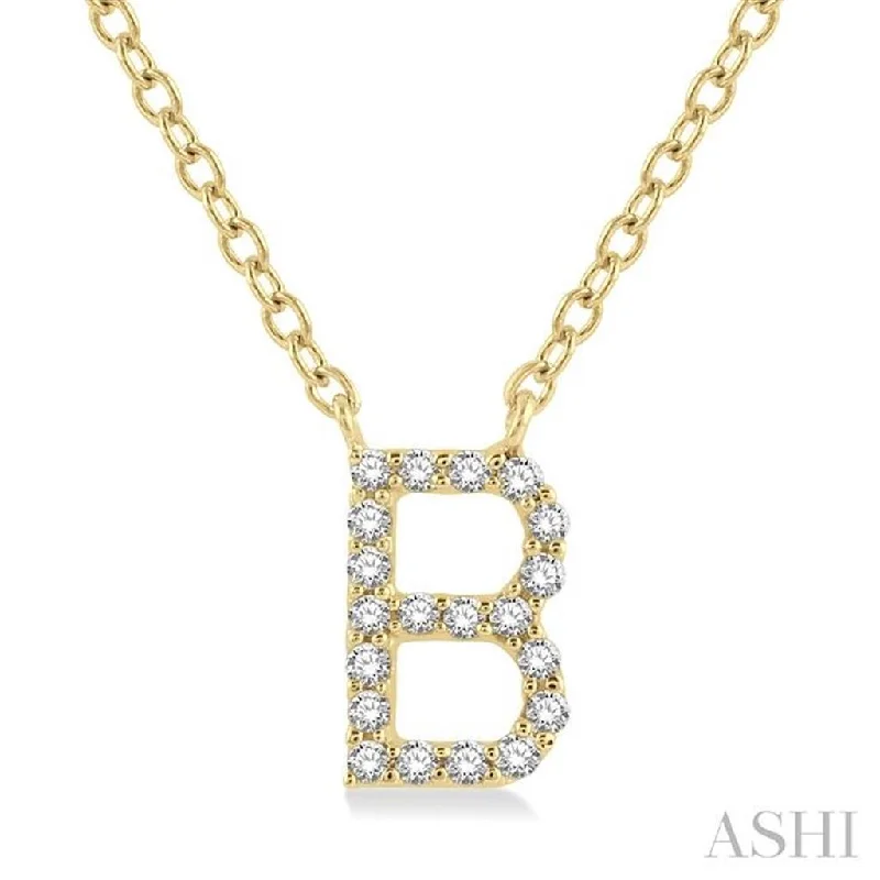 Blue Sapphire Necklace-10K Yellow Gold 0.06ctw Diamond Letter "B" Necklace