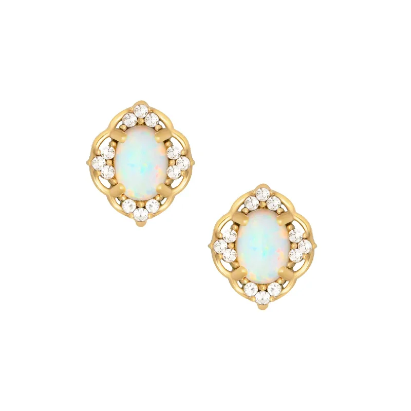 Vintage Gemstone Earrings-Oceana Opal Stud Earrings