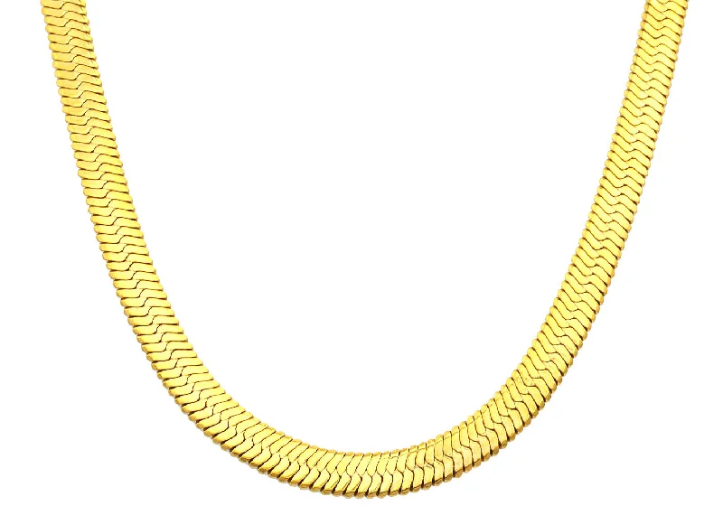 Red Coral Necklace-Mens Gold Plated Stainless Steel Herringbone Link 20" Chain Necklace