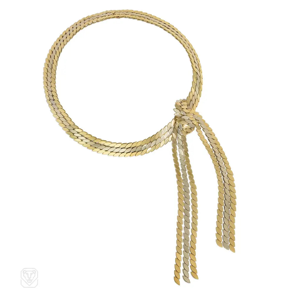 Designer Charm Necklace-Maison Gerard, Paris two-color knotted rope necklace