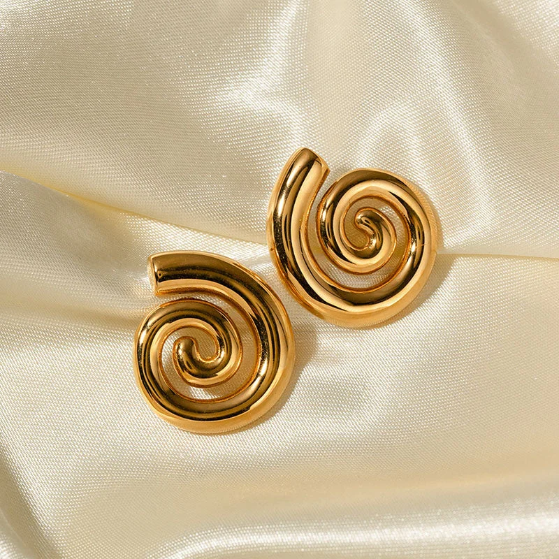 1 Pair Vintage Style Luxurious Solid Color Plating Stainless Steel 18k Gold Plated Ear Studs