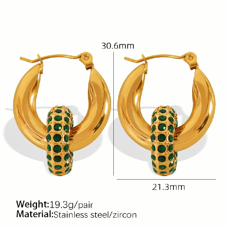 Green Zirconium Gold Earrings