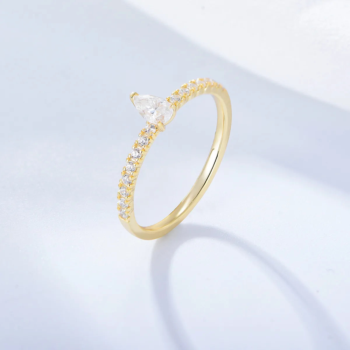 Gold Eternity Ring-Fashion Water Droplets Sterling Silver Plating Zircon Rings