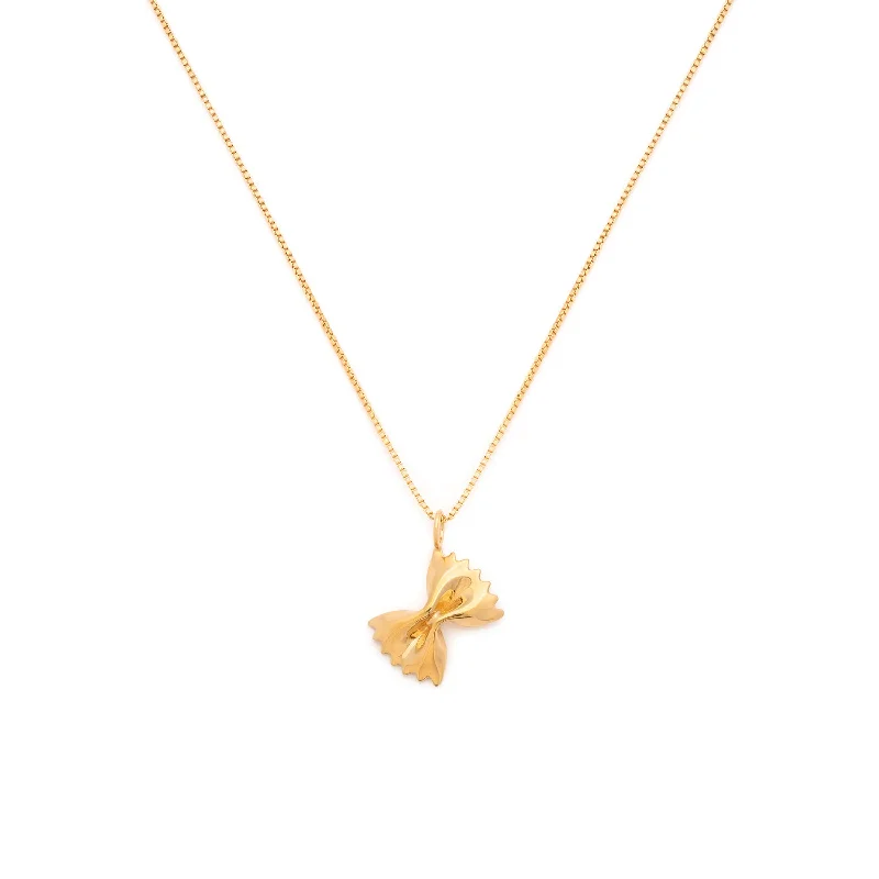 Gold Crystal Pendant Necklace-Farfalle Necklace | Gold