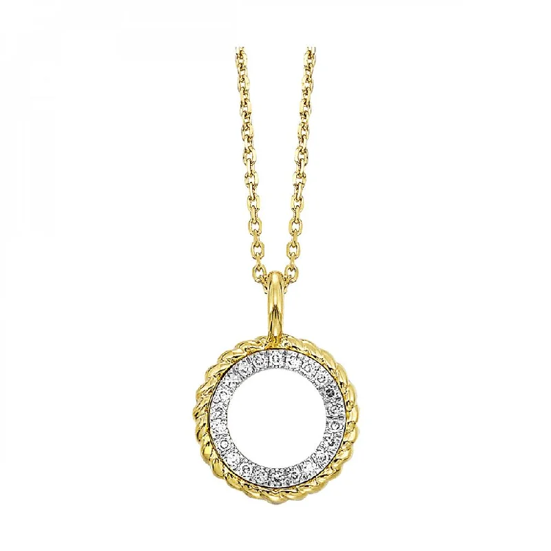 Statement Silver Pendant Necklace-14K Yellow Gold 0.05ctw Diamond Open Circle Necklace