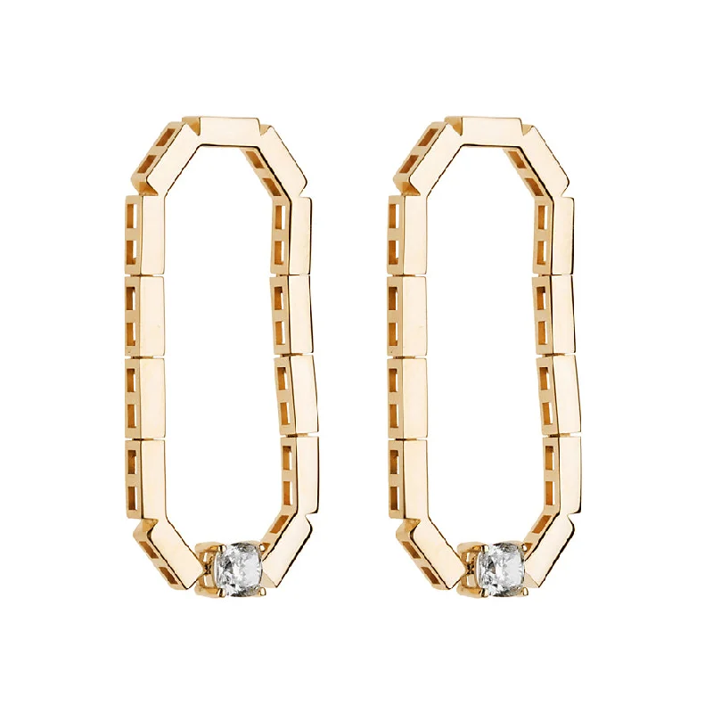 Simple Crystal Earrings-Gold Bar & Diamond Eternity Earring