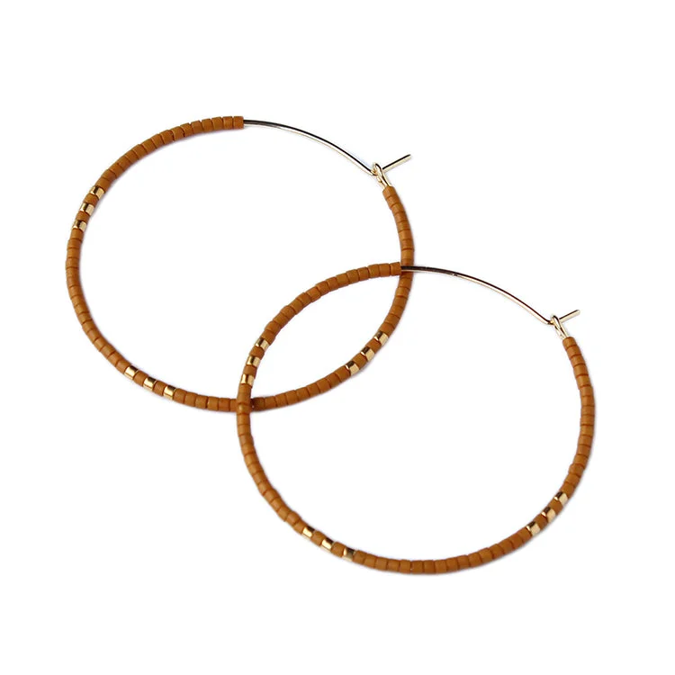 Simple Gold Earrings-Zoe Hoops Large - Sienna