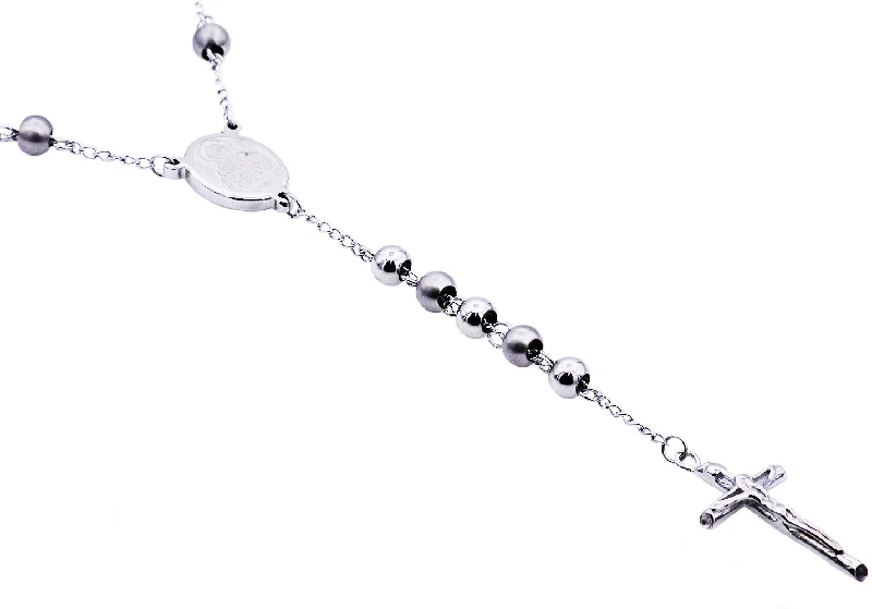 Luxury Silver Necklace-Mens Stainless Steel Rosary